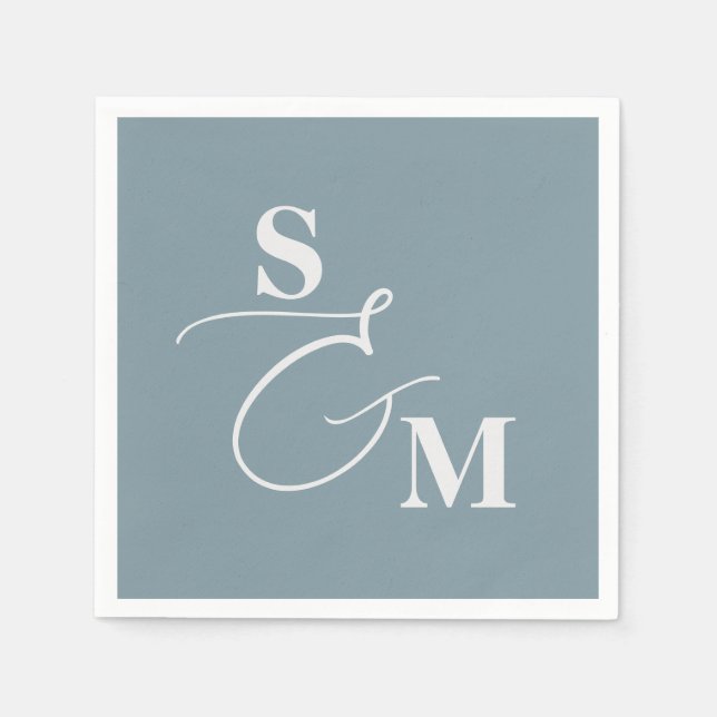 Classic Monogram Modern Script Ampersand Wedding Napkin (Front)
