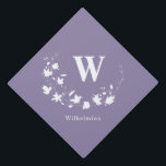 Classic Monogram Name Lilac Floral Wreath Custom Graduation Cap Topper<br><div class="desc">Classic Monogram Name Lilac Floral Wreath Custom Graduation Cap Topper</div>