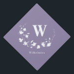 Classic Monogram Name Lilac Floral Wreath Custom Graduation Cap Topper<br><div class="desc">Classic Monogram Name Lilac Floral Wreath Custom Graduation Cap Topper</div>