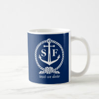 Classic Monogram Nautical Blue Anchor Beach Boat