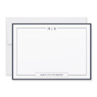 Classic Monogram Navy Blue Border Stationery