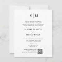 Classic Monogram Off White QR Code Wedding