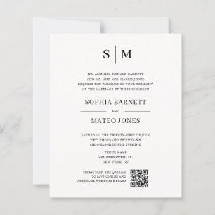 Classic Monogram Off White QR Code Wedding