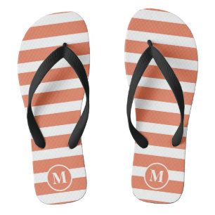 Classic Monogram Orange and White Stripes Flip Flo Flops