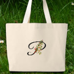 Classic monogram P red white flower mother gift  Large Tote Bag<br><div class="desc">Need a Mother's Day gift idea? This Classic Monogram Tote Bag could be perfect! Picture Mom's face lighting up when she sees this beautiful tote. It's covered in lovely red and white watercolor flowers and personalized with her monogram. How sweet is that? Not only is it gorgeous, but it's super...</div>