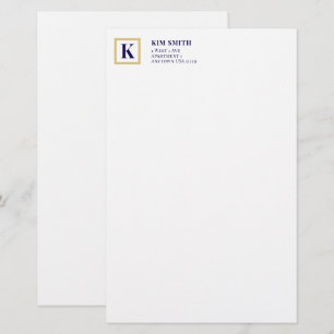Classic Monogram Personalized Stationery Gold &