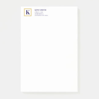 Classic Monogram Personalized Stationery | Gold & Post-it Notes