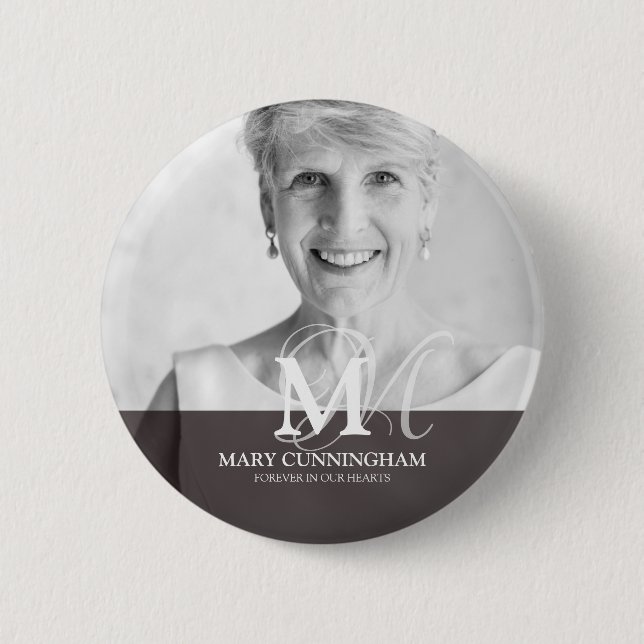 Classic Monogram Photo Memorial 2 Inch Round Button (Front)