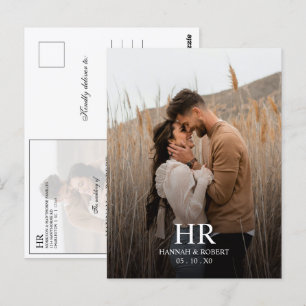 Classic Monogram Photo Wedding Save the Date Postcard