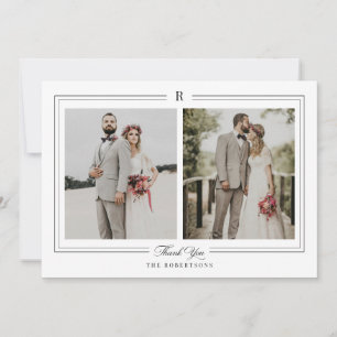 Classic Monogram Photo Wedding Thank You Card
