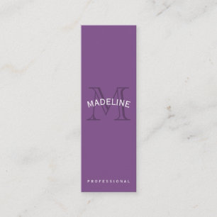 Classic Monogram Purple with Arc Text Mini Business Card
