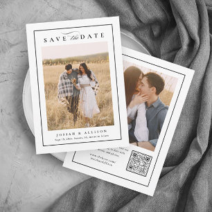 Classic Monogram QR Code 2 Photo Wedding Save The Date
