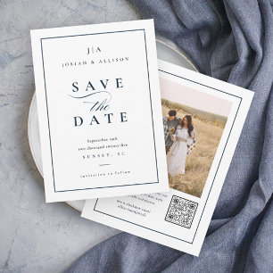 Classic Monogram QR Code Photo Wedding Save The Date