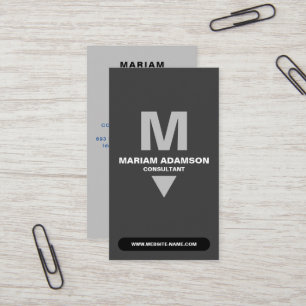 Classic (Monogram QR) Silver & Matte Black Business Card