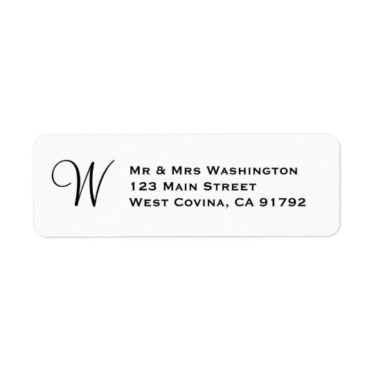 Classic Monogram Return Address Label Template