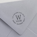 Classic Monogram Return Address Self-inking Stamp<br><div class="desc">Affix your return address to all your correspondence with our classic monogram self-inking stamp. Unique custom design features your address in a circular format,  encircling your single initial monogram and family name. Need help customizing? Contact me via the "Ask this Designer" link on this page.</div>