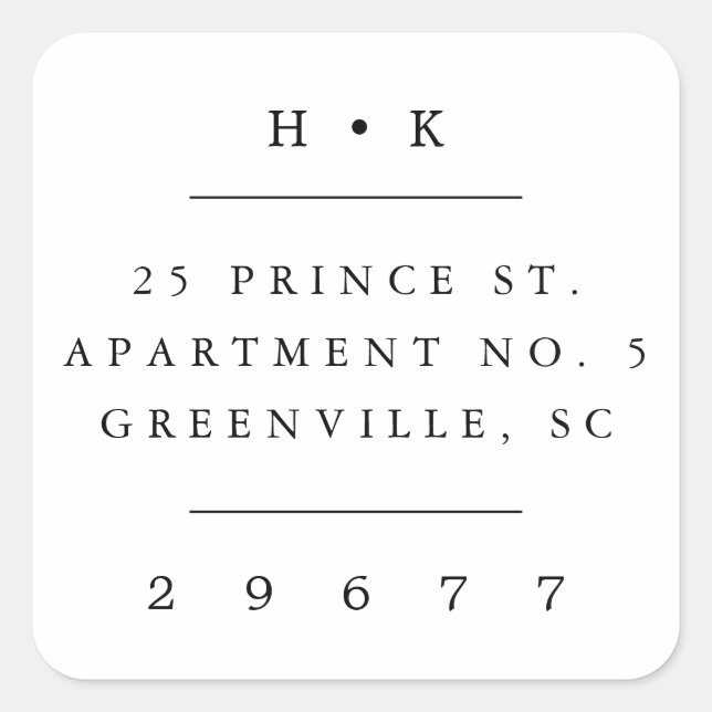 Classic monogram return address sticker (Front)