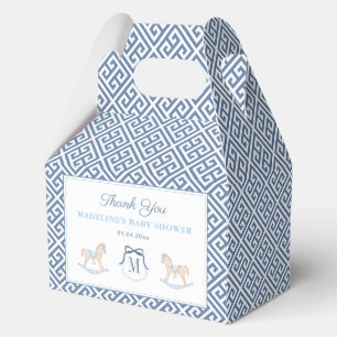 Classic Monogram Rocking Horse Baby Boy Shower Favor Box