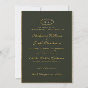 CLASSIC MONOGRAM & ROMANTIC CALLIGRAPHY WEDDING INVITATION