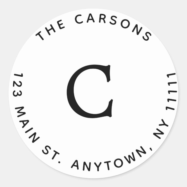 Classic Monogram Round Return Address Label (Front)