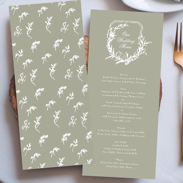 classic monogram sage green Our Wedding  Menu (Creator Uploaded)