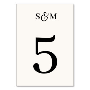 Classic Monogram Script Ampersand Ivory Wedding Table Number