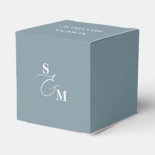 Classic Monogram Script Ampersand Wedding Blue Favor Box