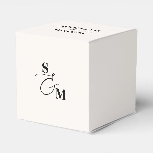 Classic Monogram Script Ampersand Wedding Favor Box (Back Side)