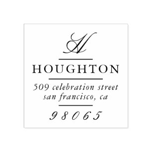 Classic Monogram Script Return Address Rubber Stamp