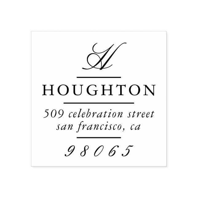Classic Monogram Script Return Address Rubber Stamp (Imprint)