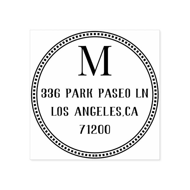 Classic Monogram Seal Round Return Address Rubber  Rubber Stamp (Imprint)