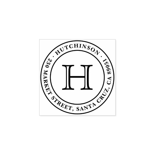 Classic Monogram Seal Round Return Address Rubber Stamp (Imprint)
