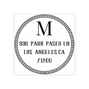 Classic Monogram Seal Round Return Address Rubber  Stamp