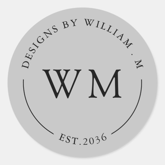 Classic Monogram Serif Name Classic Round Sticker (Front)