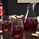 Classic Monogram Set w/ Decanter & Wine Glasses<br><div class="desc">This personalized set includes monogram of your choice engraved. It's a great gift for wine-loving husbands or dads. Each decanter measures 10" x 5" and holds 40 ounces. Each stemless wine glass measures 4.25" x 4" and holds up to 20 ounces.</div>