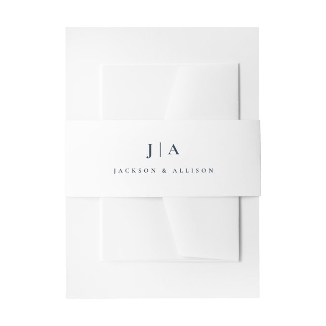 Classic monogram simple wedding invitation belly band (Front Example)