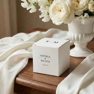 Classic Monogram Simple White Wedding Favor Box