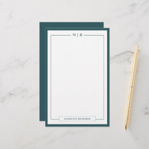 Classic Monogram Smoke Green Border Stationery