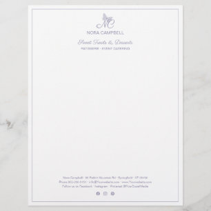Classic Monogram Social Media Icons Lavender Frame Letterhead