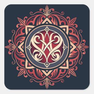 Classic Monogram Square Sticker