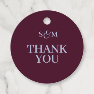 Classic Monogram Thank You Wedding Favour Tags