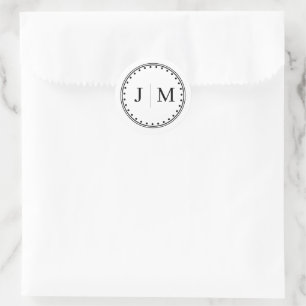 Classic Monogram Wedding Border line Classic Round Sticker