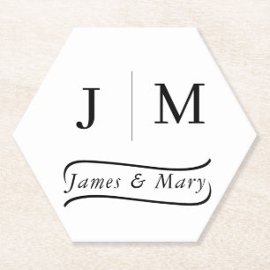 Classic Monogram Wedding Calligraphy line Paper Coaster