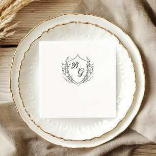 Classic monogram wedding crest black and white napkin