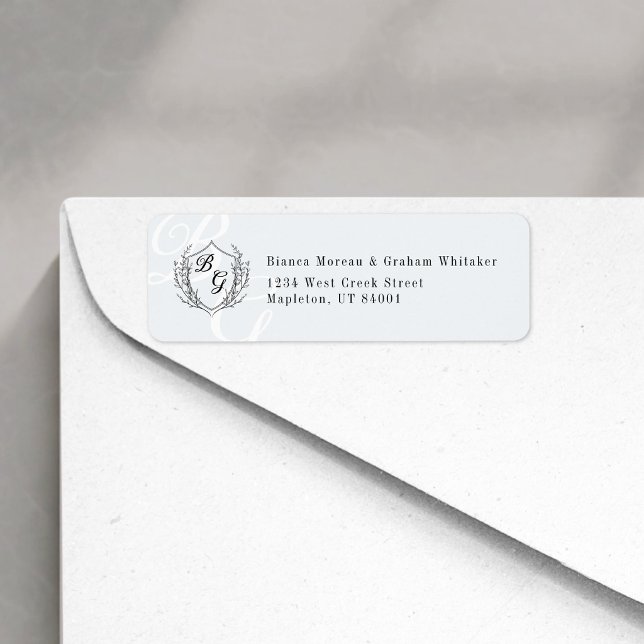 Classic Monogram Wedding Crest Return Address (Creator Uploaded)