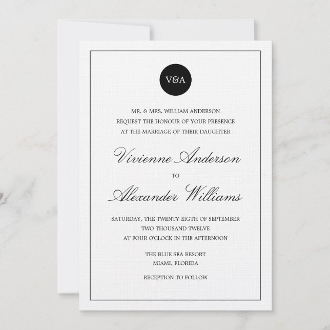 CLASSIC MONOGRAM | WEDDING INVITATION (Front)