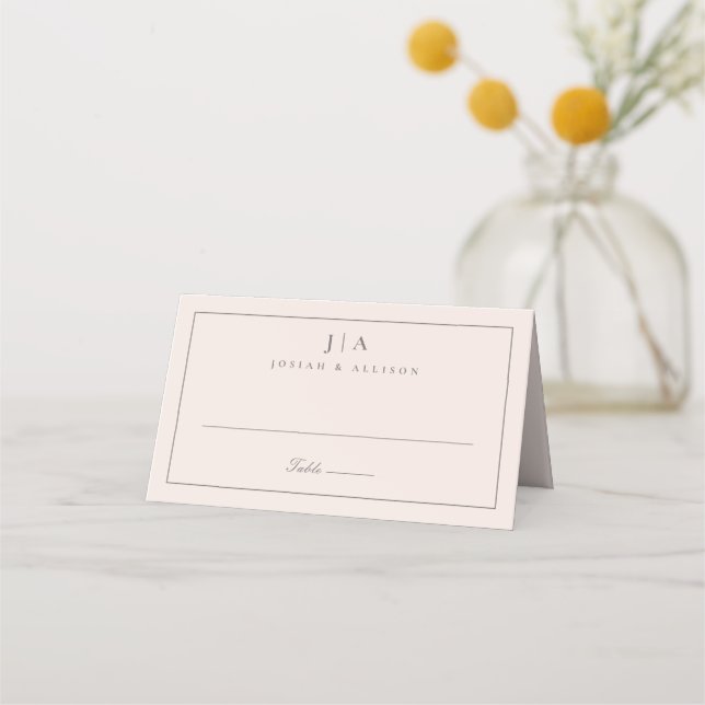 Classic Monogram Wedding Place Card (Front)