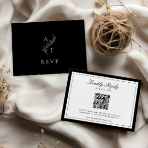 Classic Monogram Wedding QR Code RSVP Card