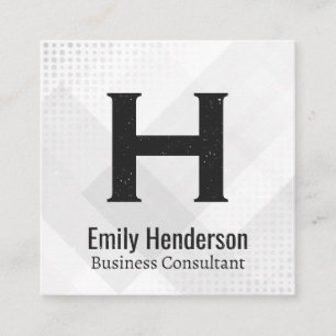 Classic Monogram White Abstract Geometric Square Business Card