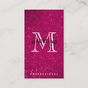 Classic Monogram with Arc   Glitter Background Business Card